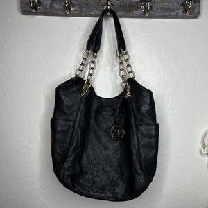 Michael Kors 38F0G0LE3L Women's Lillie Shoulder Tote Bag, Large - Black